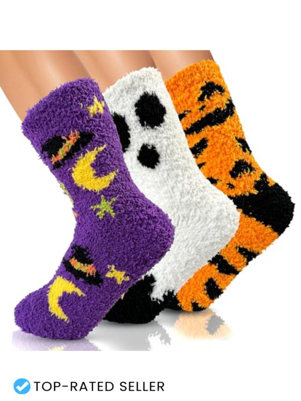 Halloween Crew Socks 3 Pack Buttery Soft Ghost Pumpkin Women's Gift